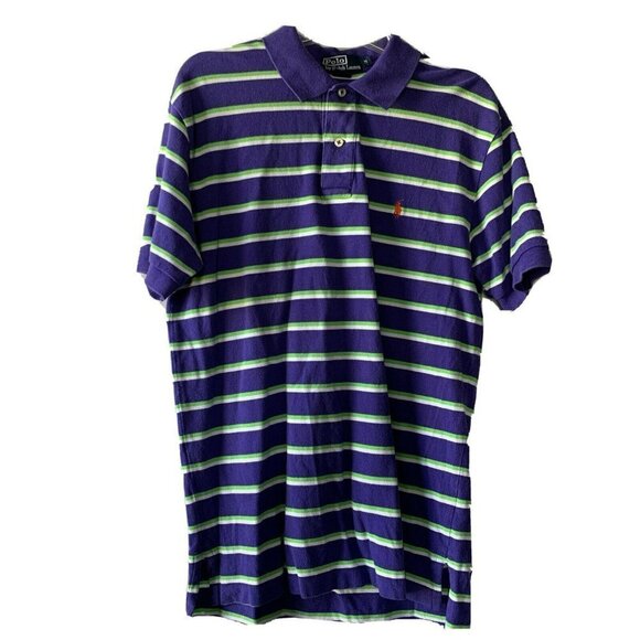 Polo Ralph Lauren Shirt Medium Blue Striped Mens Size M - Picture 1 of 4